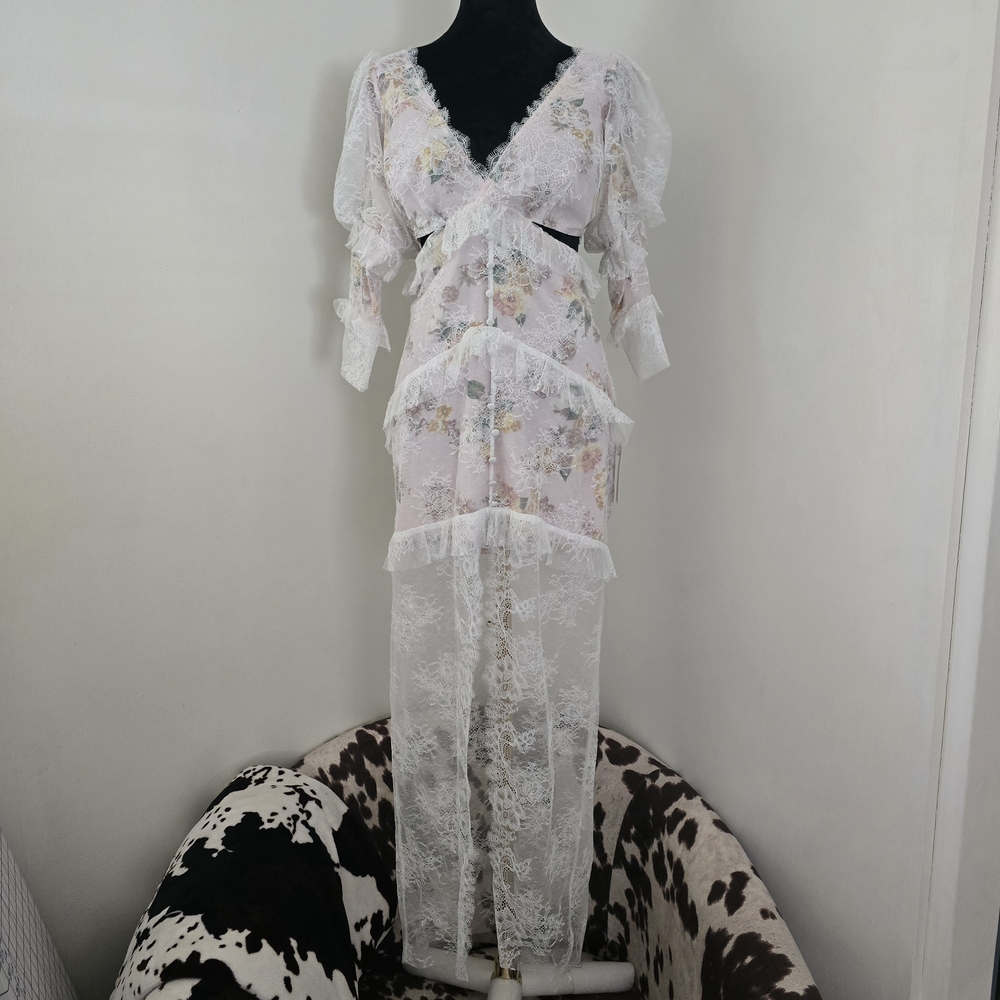 FOR LOVE & LEMONS Pearl Maxi Dress in Blush